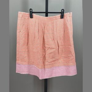 NEW LOFT Skirt Womens 12 linen brown red purple preppy striped casual